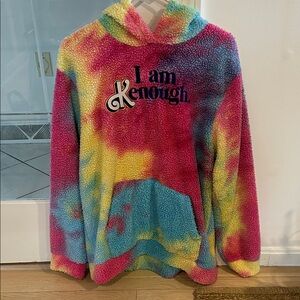 Mattel Tie-Dye Sherpa Hoodie in Pink, Yellow & Blue - "I Am Enough"